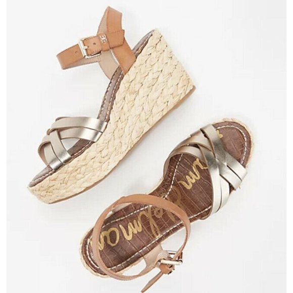 Sam Edelman Shoes - Sam Edelman Darline Gold Espadrille Platform Wedge